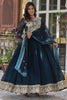 Stunning Teal Blue Embroidered Georgette Function Wear Gown