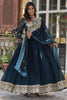 Stunning Teal Blue Embroidered Georgette Function Wear Gown