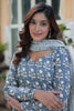 Stunning Grey Floral Printed Cotton Summer Wear Pant Suit With Dupatta