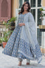 Stunning Grey Floral Printed Cotton Summer Wear Pant Suit With Dupatta