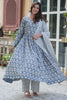 Stunning Grey Floral Printed Cotton Summer Wear Pant Suit With Dupatta