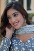 Stunning Grey Floral Printed Cotton Summer Wear Pant Suit With Dupatta