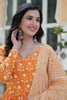 Lovely Orange Floral Printed Cotton Casual Wear Pant Suit With Dupatta