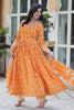 Lovely Orange Floral Printed Cotton Casual Wear Pant Suit With Dupatta