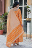 Lovely Orange Floral Printed Cotton Casual Wear Pant Suit With Dupatta