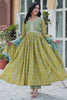 Beautiful Mustard Yellow Printed Cotton Pant Suit With Dupatta