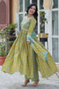 Beautiful Mustard Yellow Printed Cotton Pant Suit With Dupatta