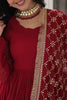 Fabulous Maroon Georgette Festival Wear Gown With Dupatta