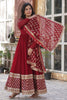 Fabulous Maroon Georgette Festival Wear Gown With Dupatta