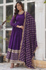 Incredible Purple Georgette Event Wear Gown With Dupatta