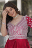 Lovely Pink Beads Work Georgette Wedding Wear Lehenga With Kurti