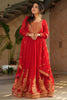 Wonderful Red Sequins Georgette Function Wear Gown With Dupatta