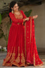 Wonderful Red Sequins Georgette Function Wear Gown With Dupatta