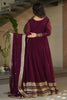 Alluring Maroon Zari Work Georgette Event Wear Gown With Dupatta