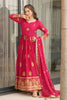 Ravishing Pink Zari Embroidery Georgette Event Wear Gown With Dupatta