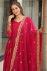 Ravishing Pink Zari Embroidery Georgette Event Wear Gown With Dupatta