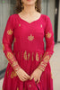 Ravishing Pink Zari Embroidery Georgette Event Wear Gown With Dupatta