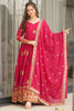 Ravishing Pink Zari Embroidery Georgette Event Wear Gown With Dupatta