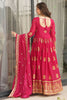 Ravishing Pink Zari Embroidery Georgette Event Wear Gown With Dupatta
