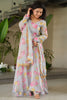 Pretty Grey Floral Printed Georgette Festival Wear Gown With Dupatta