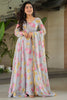 Pretty Grey Floral Printed Georgette Festival Wear Gown With Dupatta