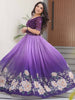 Wonderful Purple Beads Work Georgette Festive Wear Gown