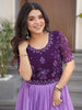 Wonderful Purple Beads Work Georgette Festive Wear Gown