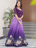Wonderful Purple Beads Work Georgette Festive Wear Gown