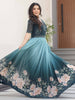 Outstanding Teal Blue Beads Work Georgette Reception Wear Gown