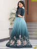 Outstanding Teal Blue Beads Work Georgette Reception Wear Gown
