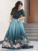 Outstanding Teal Blue Beads Work Georgette Reception Wear Gown
