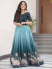 Outstanding Teal Blue Beads Work Georgette Reception Wear Gown