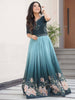 Outstanding Teal Blue Beads Work Georgette Reception Wear Gown