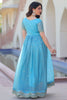 Dazzling Sky-Blue Sequins Work Chinon Event Wear Gown