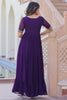 Stunning Purple Beads Work Georgette Event Wear Gown
