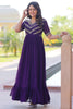 Stunning Purple Beads Work Georgette Event Wear Gown