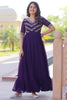 Stunning Purple Beads Work Georgette Event Wear Gown