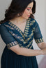 Spectacular Rama Blue Beads Work Georgette Festival Wear Gown