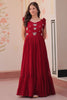 Impressive Red Beads Work Organza Festive Wear Gown