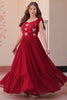 Impressive Red Beads Work Organza Festive Wear Gown