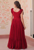 Impressive Red Beads Work Organza Festive Wear Gown
