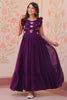 Wonderful Purple Beads Work Organza Event Wear Gown
