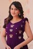 Wonderful Purple Beads Work Organza Event Wear Gown
