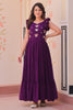 Wonderful Purple Beads Work Organza Event Wear Gown