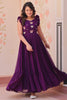 Wonderful Purple Beads Work Organza Event Wear Gown