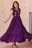 Wonderful Purple Beads Work Organza Event Wear Gown