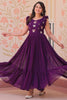 Wonderful Purple Beads Work Organza Event Wear Gown