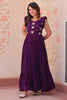 Wonderful Purple Beads Work Organza Event Wear Gown