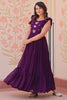 Wonderful Purple Beads Work Organza Event Wear Gown