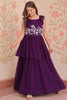 Incredible Purple Beads Work Georgette Function Wear Gown